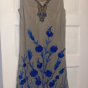 Elegant Blue Embroidered Dress